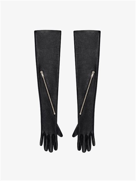 givenchy leather gloves|Voyou long zipped gloves in leather .